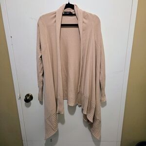 Zara Beige Open Front Knit Cardigan Sweater Sz M